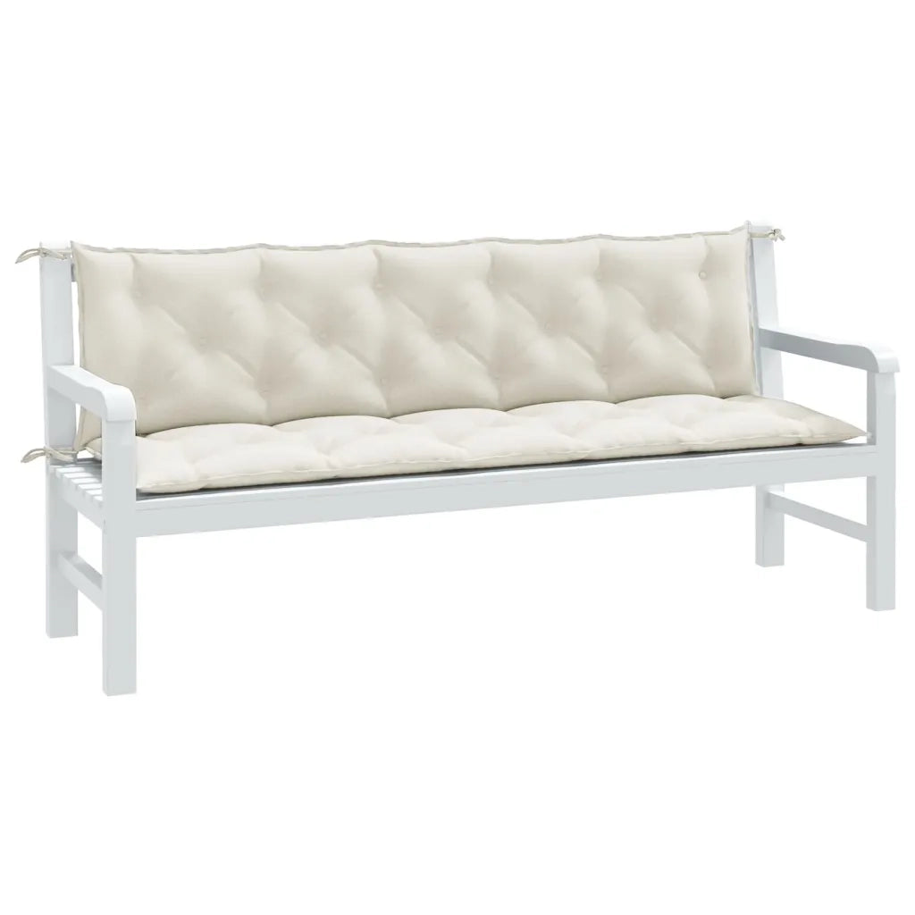 Cuscini Panca Giardino 2 pz-Set di 2 Cuscini per panchina da esterno Crema M¨¦lange 180x50x7 cm Tessuto