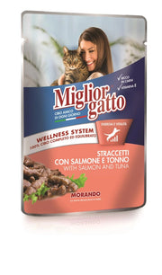 MIGLIOR GATTO STRACCETTI CON SALMONE E TONNO 100 GR