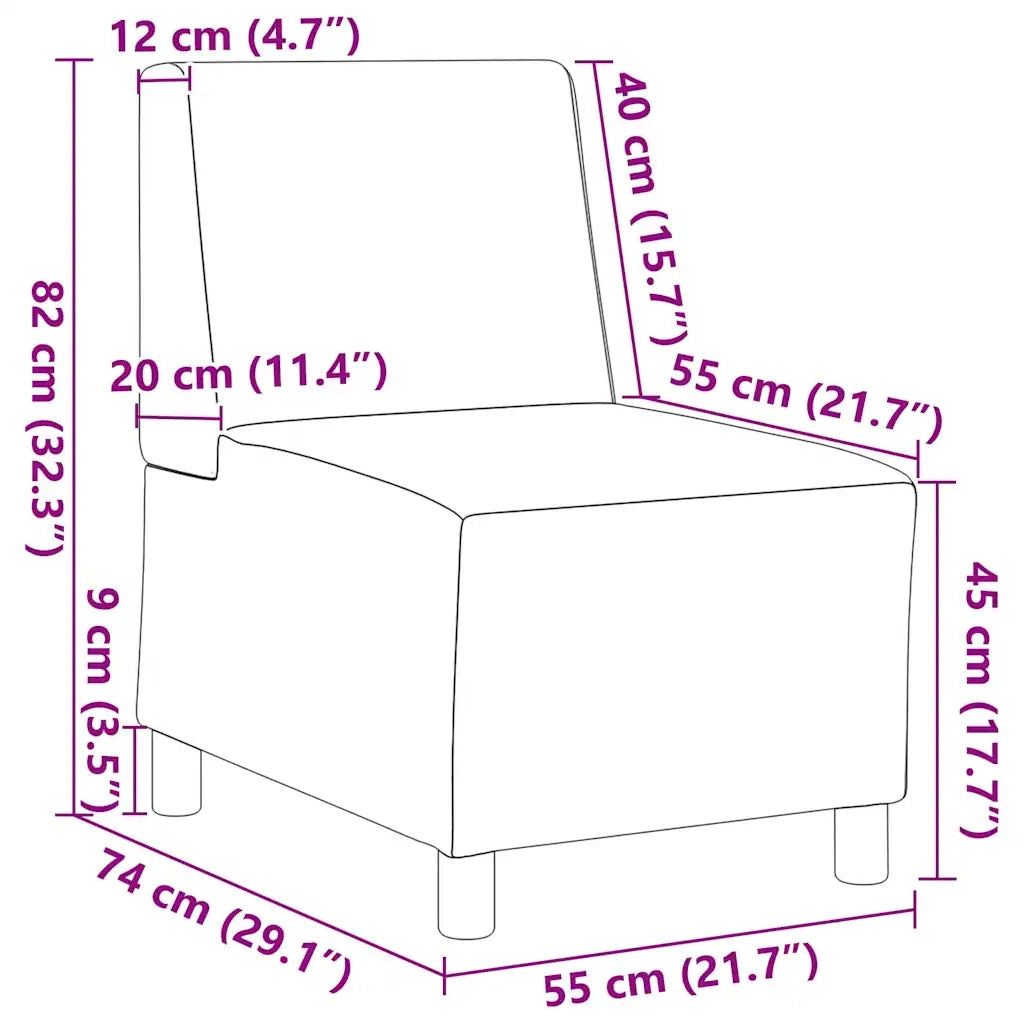 Divano componibile senza braccioli nero 55 cm in tessuto 4108470