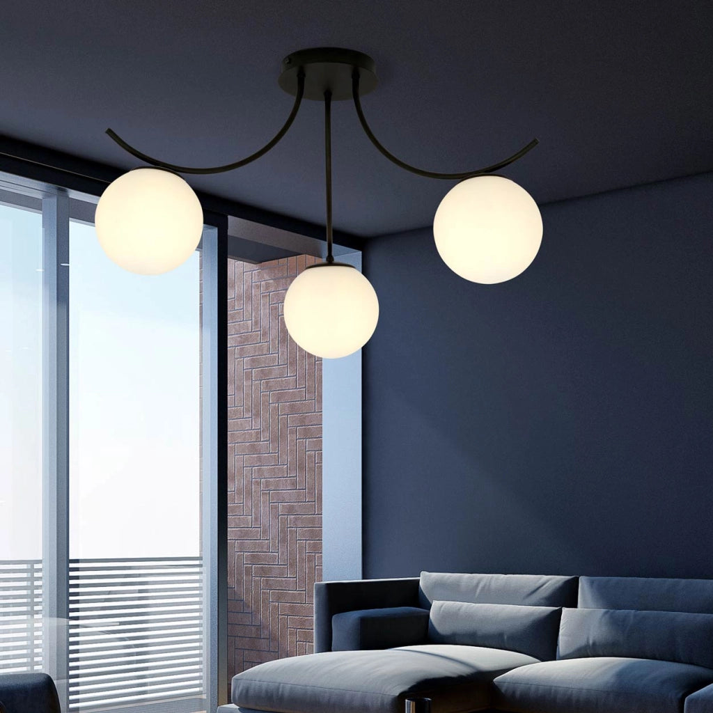 Emibig plafoniera Boston 3 luci E14 nero/opal dimmer