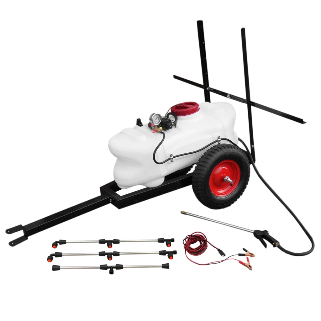 Polverizzatore per Moto Quad ATV con Rimorchio Carrello con Asta 6 Ugelli e Lancia a Mano Irroratore Spruzzatore per Fertilizzanti - 60 Litri