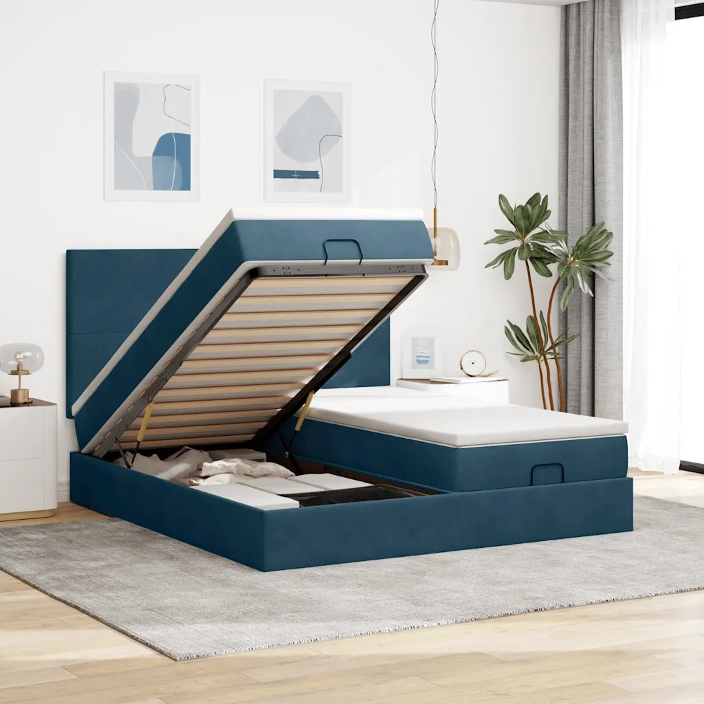 Struttura Letto Pouf con Materassi 180x200 cm Velluto 3314607