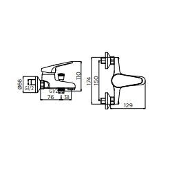 Miscelatore vasca serie mia s/dotazione cromato Ø40 mm