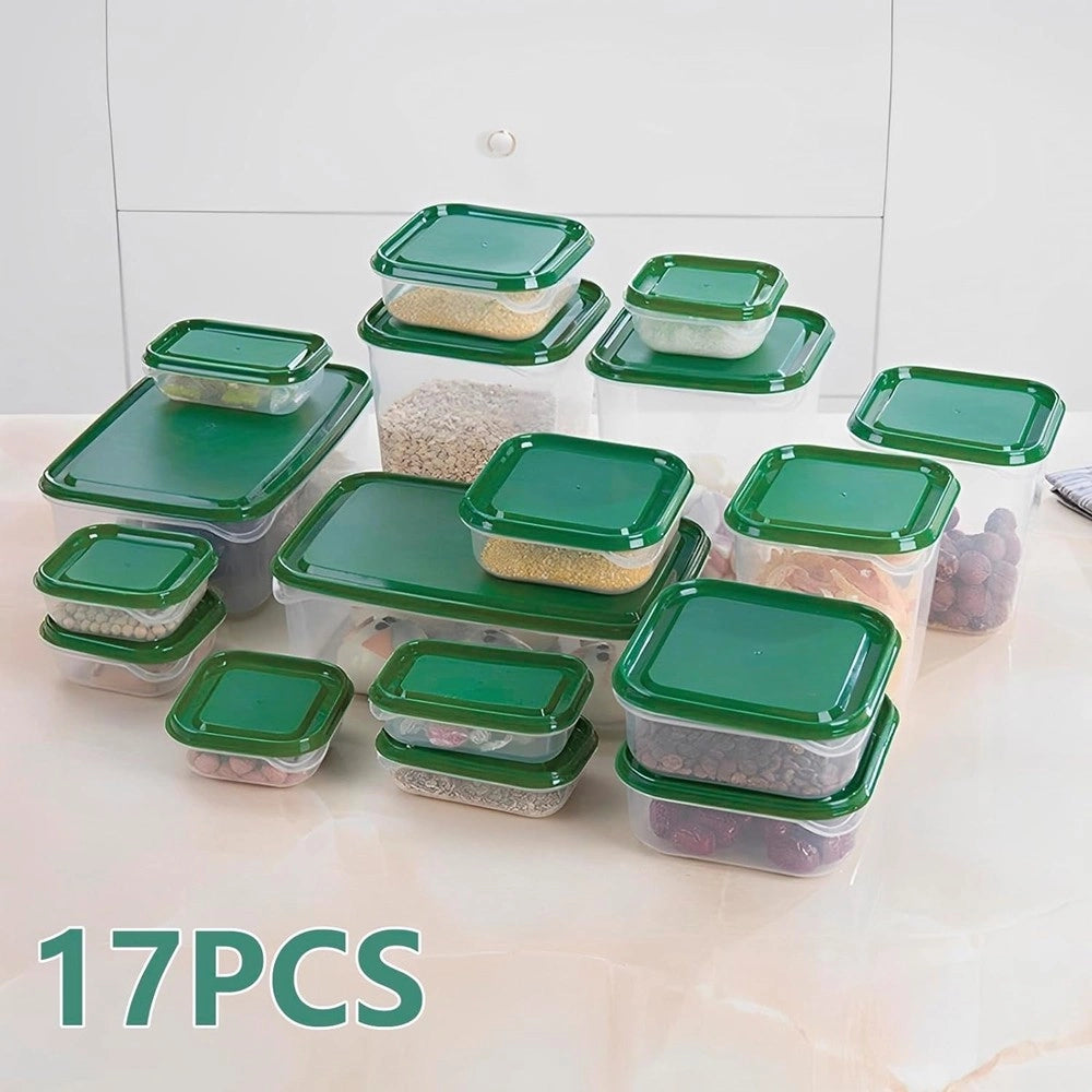 Trade Shop - Set 17pz Contenitori Per Alimenti Con Coperchio Impilabili Trasparenti Microonde -