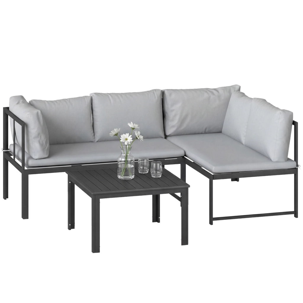 Set Divano Modulare 3 Pezzi 4 Posti ¨C Xylo ¨C Polyrattan Grigio con Cuscini 16cm