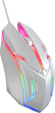 Mouse per computer con illuminazione a LED colorata e cavo USB bianco