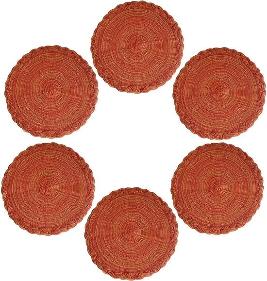 Piatti per tavolo, piatti ronde in tessuto, 6 pezzi, 30 cm, piatti resistenti al calore, piatti in vimini lavabili, piatti a mano in tessuto per cucina e tavolo da pranzo