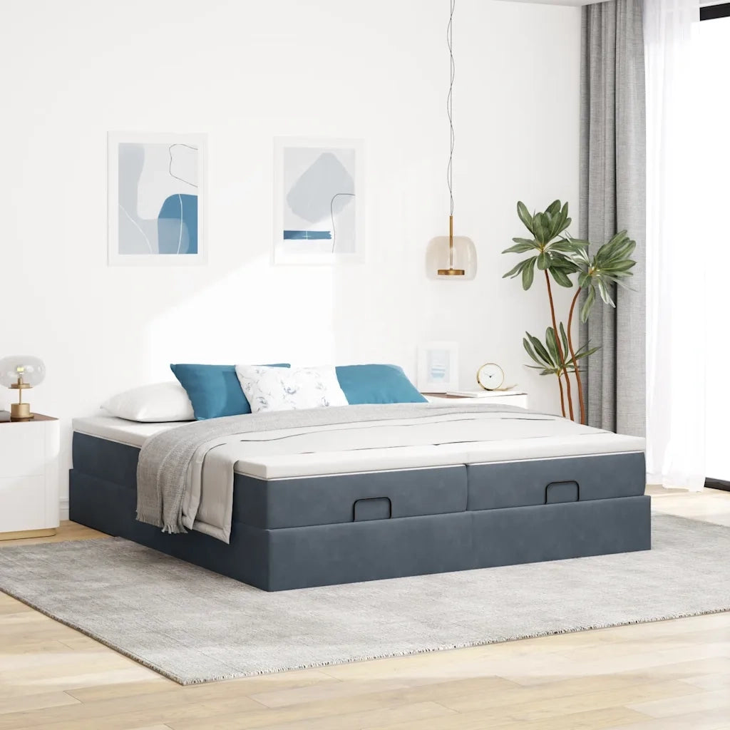 Struttura Letto Pouf con Materassi 180x200 cm Velluto 3311262