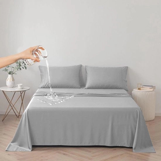 Hoes laken protezione 100% acqua resistente, protezione materasso, copertura hoes laken riciclabile (grigio, Cal King/King 230 * 250 cm)