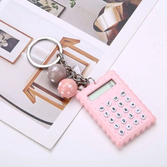 Calcolatrice Portatile a Chiave con Stile di Biscotti Colorati Rosa.