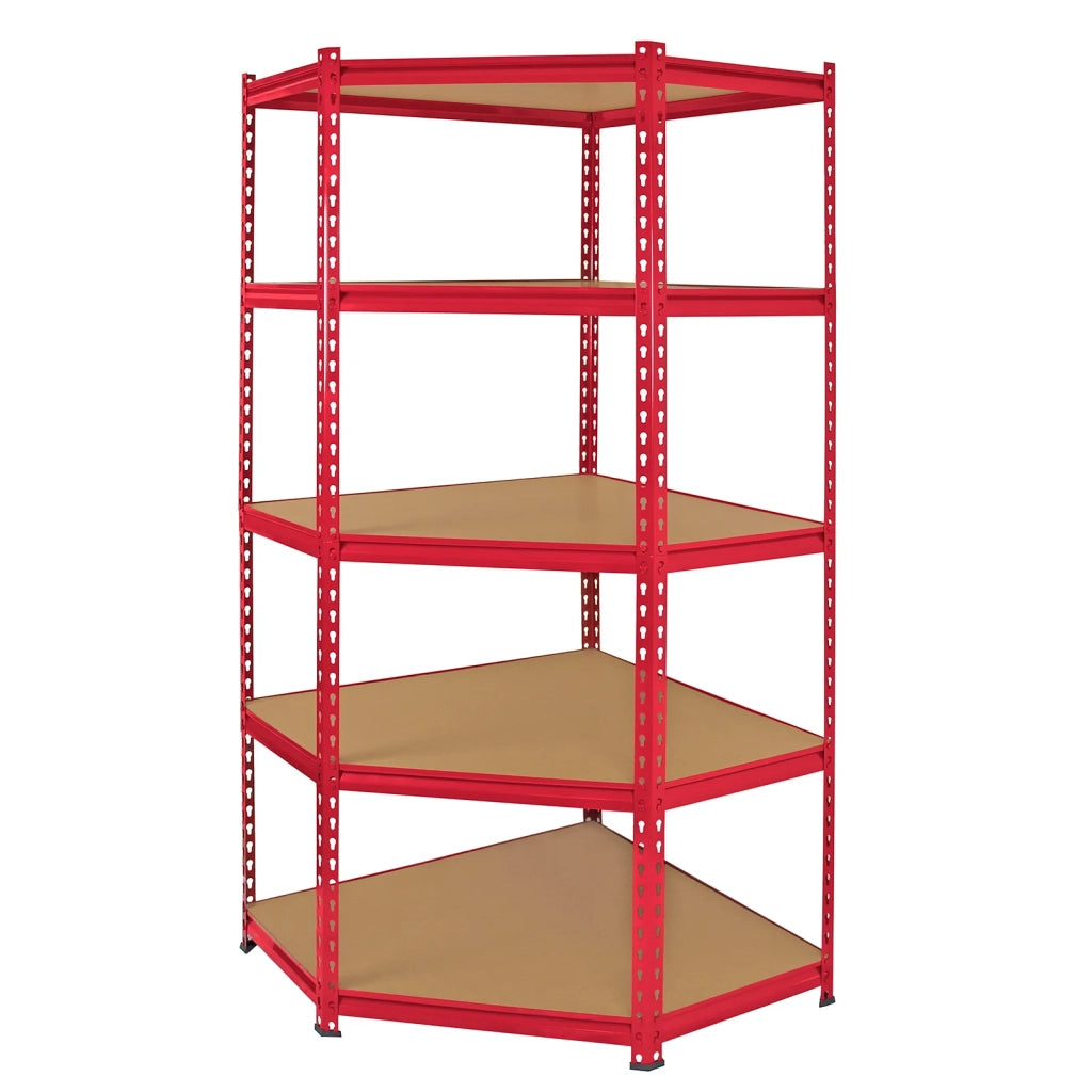 Set Scaffali Metallici ad Angolo 3 Pezzi 90x45x183 cm 5 Ripiani Rosso
