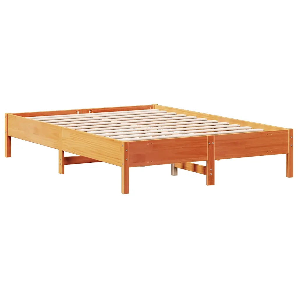 Letto matrimoniale | Letto per adulti | Letto Libreria senza Materasso Marrone Cera 160x200 cm in Pino