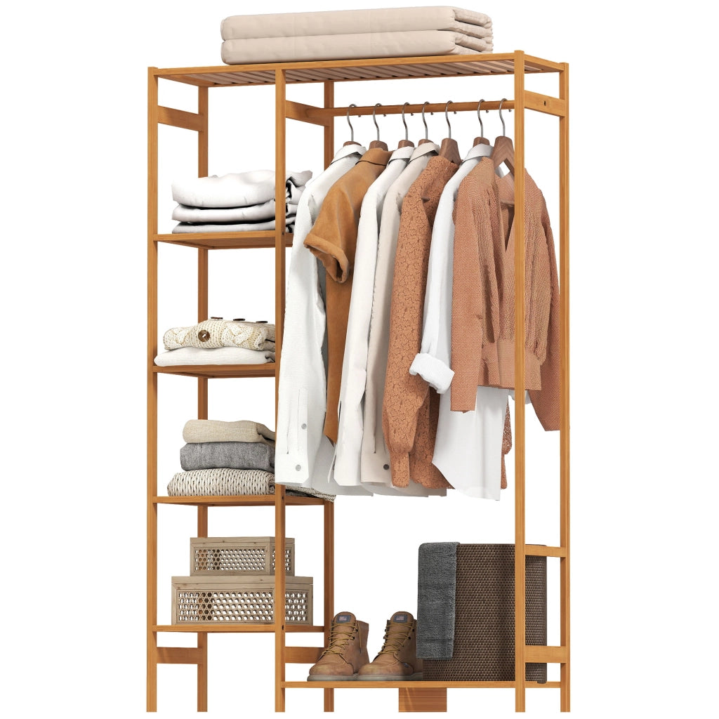 Appendiabiti in bamb¨´ con 6 ripiani e appendino ¨C zephmum ¨C 90x30x145 cm