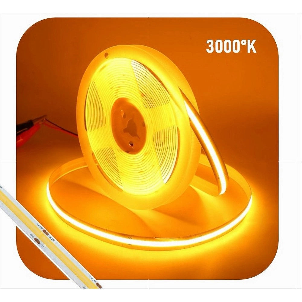 Trade Shop - Striscia Led Cob Bobina 5mt Flessibile Dc 24v Varie Temperature Colore Cob-24v-320 -
