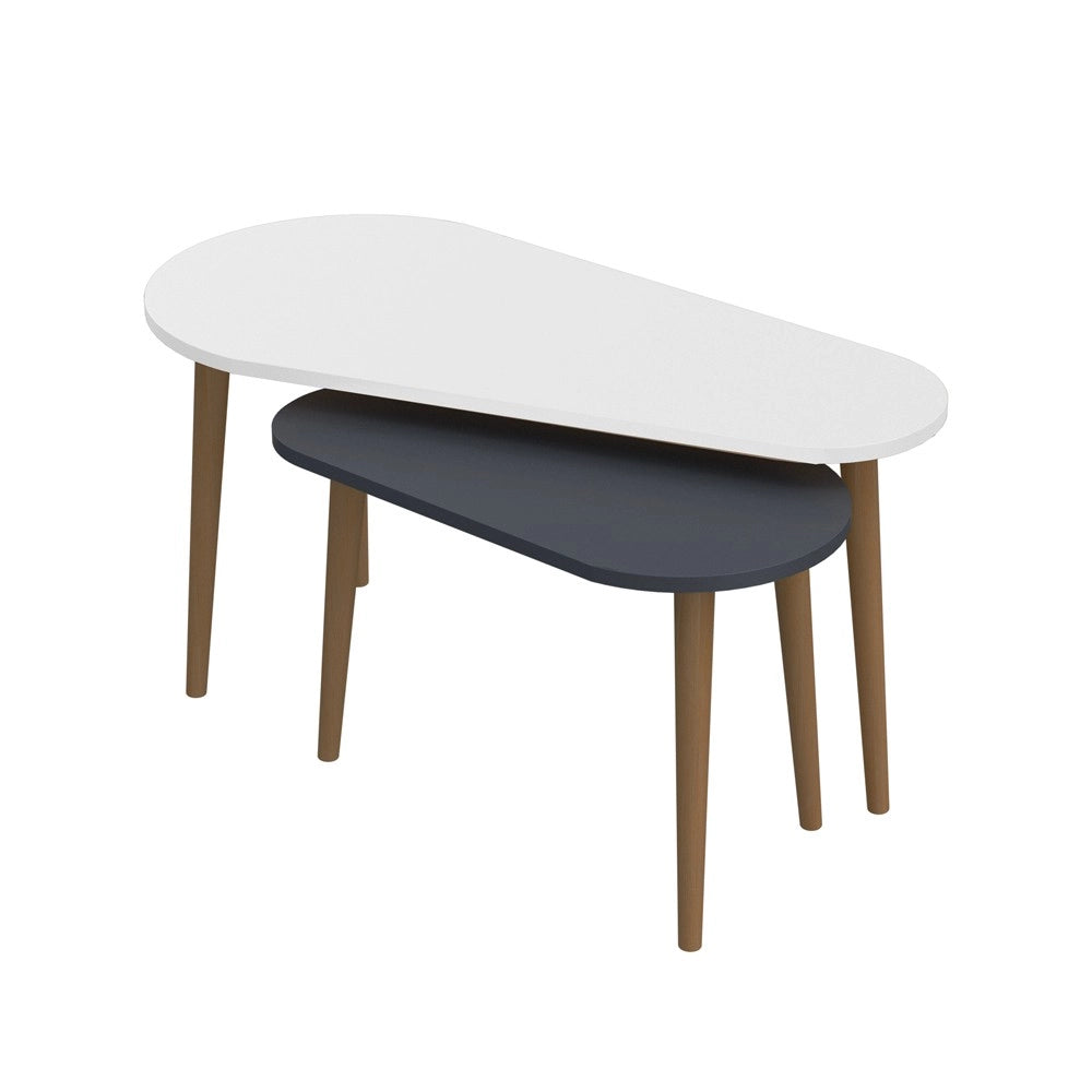 Set tavolini da salotto antracite bianco Pear