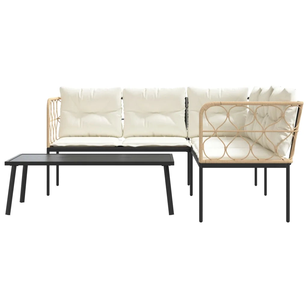 Set Divano da Giardino con Cuscini Nero Acciaio e Textilene 3283748