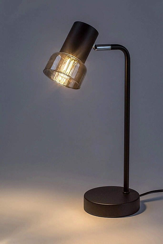 Lampada da tavolo nera minimal vetro fumé orientabile E14 Rabalux