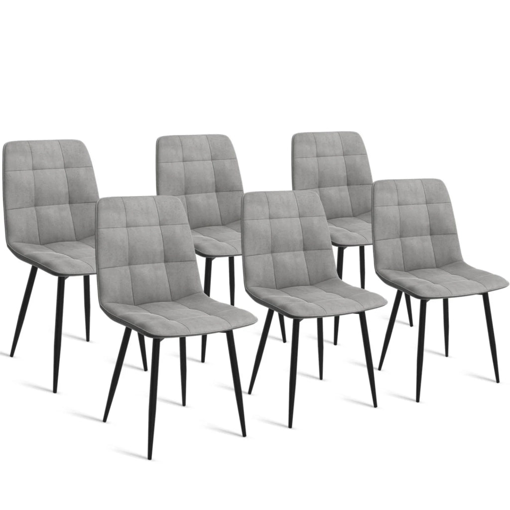 IDMarket - Set di 6 sedie da pranzo in velluto grigio chiaro MILA