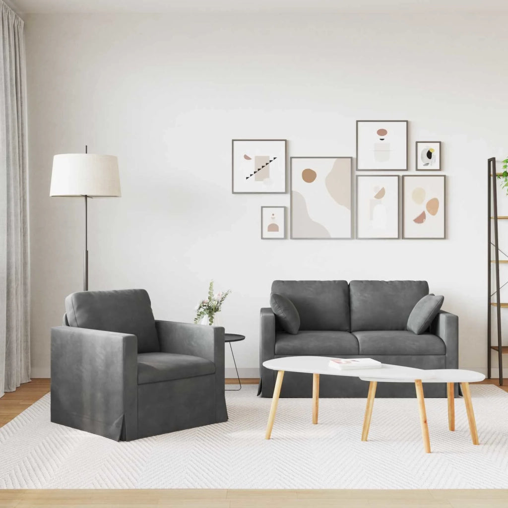 Set di divani 2 pcs Grigio scuro 138 x 78 x 80 cm Velluto 3407508