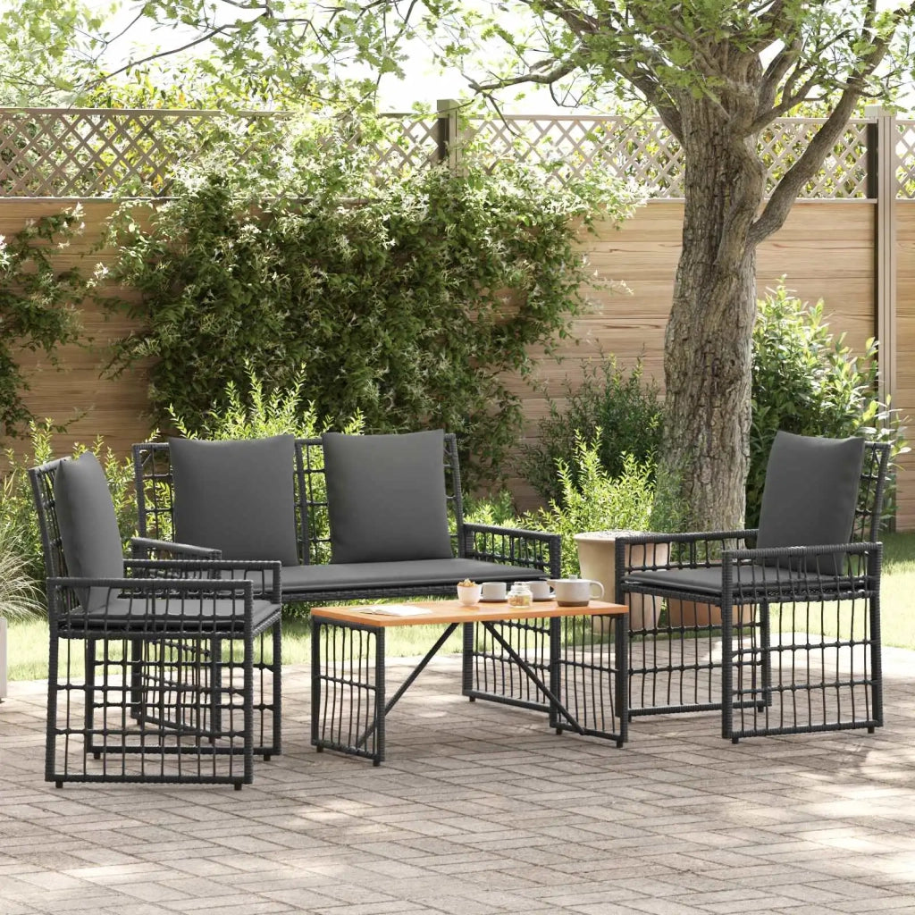 Set di Mobili da Esterno 4 pcs Nero e Grigio scuro 42025133