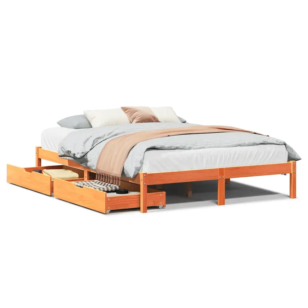 Letto matrimoniale | Letto per adulti | Letto senza Materasso Marrone Cera 120x200 cm in Legno di Pino