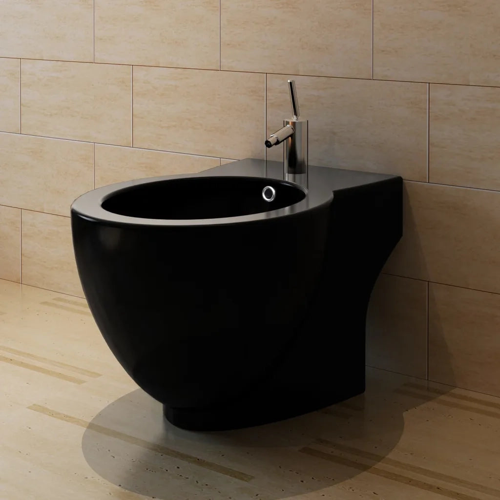 Set Toilette e Bidè in Ceramica Nero 270567