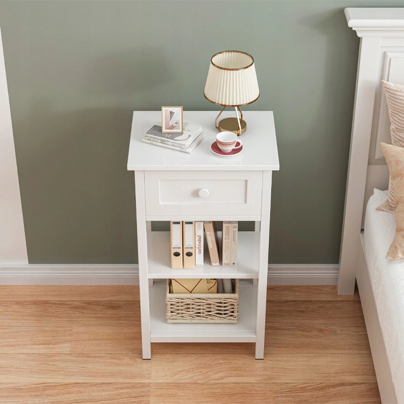 Comodino laterale con cassetto e 2 ripiani, stile loft, in legno, moderno, 45 cm