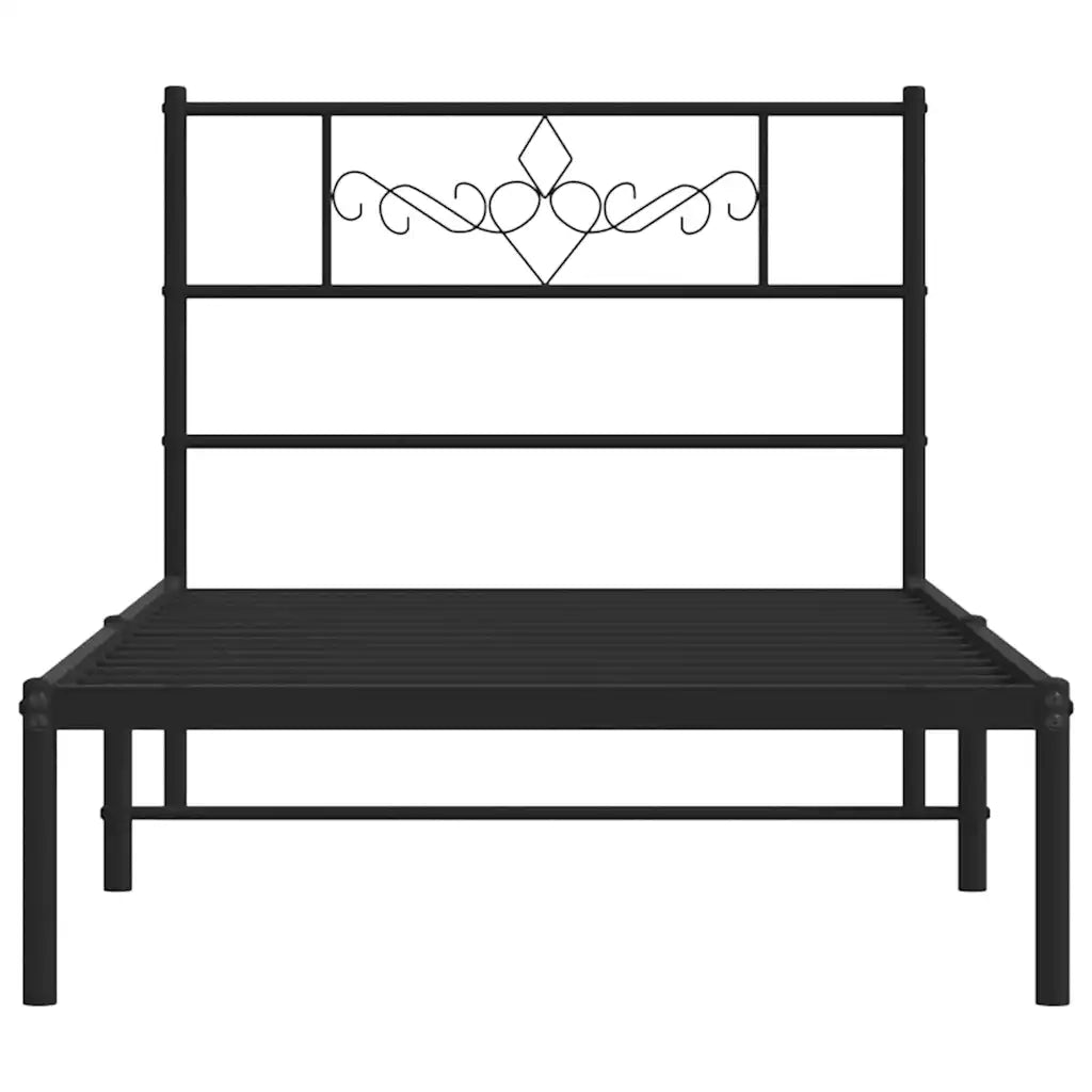 Giroletto con Testiera Metallo Nero 100x200 cm 355262