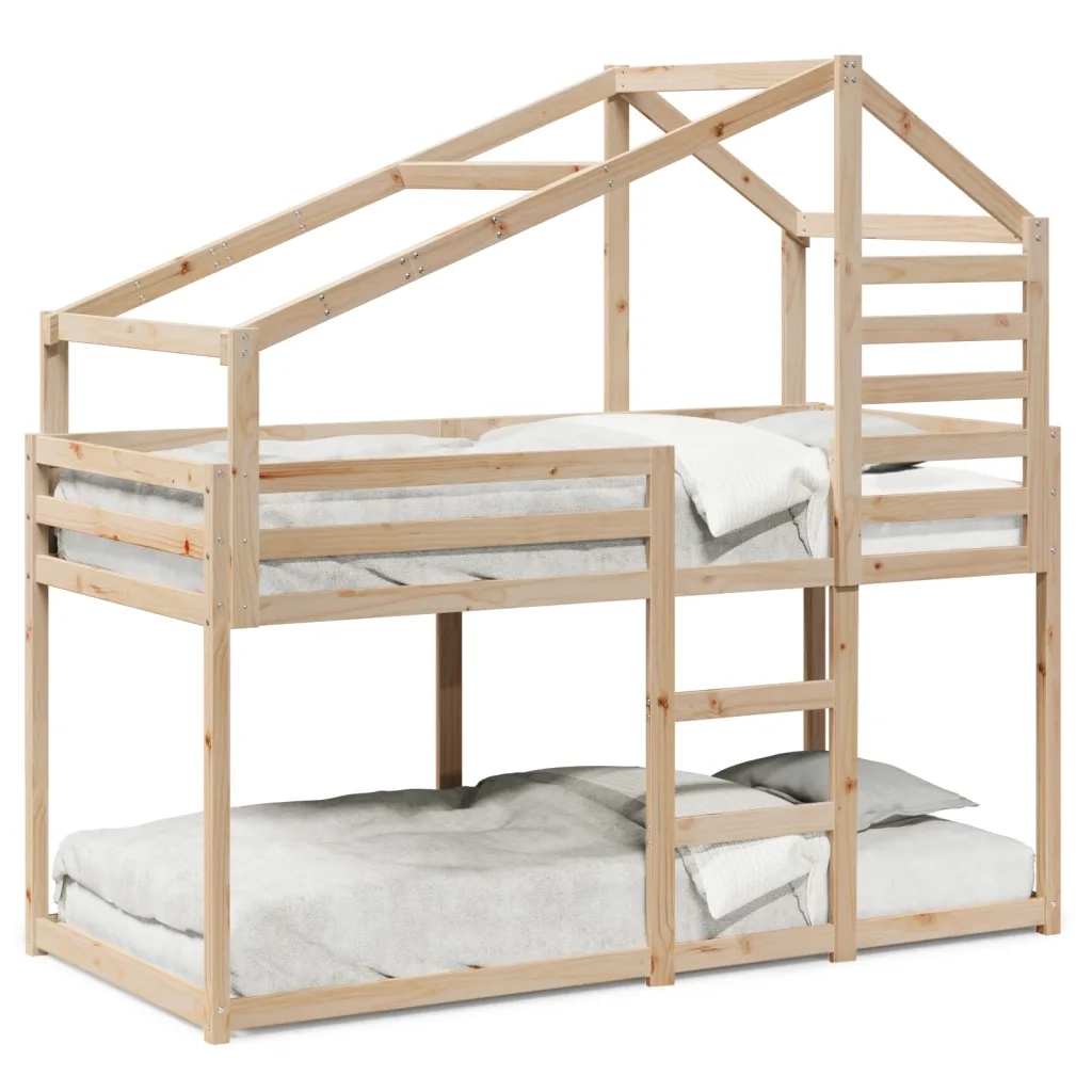 Letto a Castello con Tetto 80x200 cm in Legno Massello di Pino 3281958