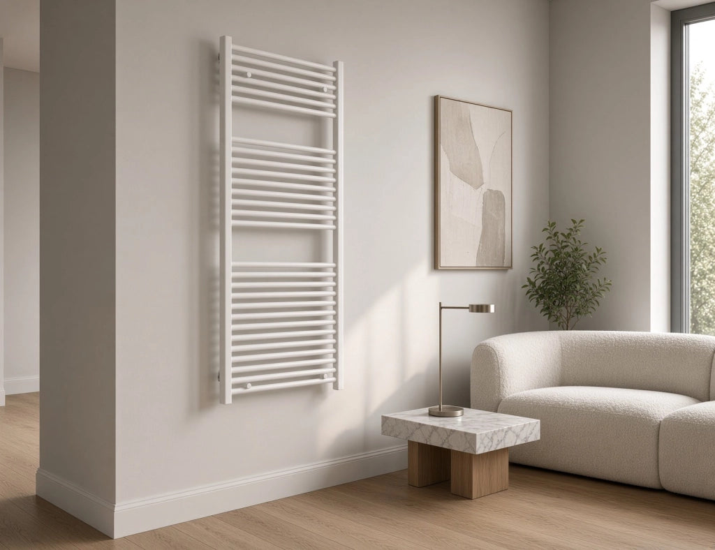 Scaldasalviette termoarredo 180x55 cm (int.50) bianco da bagno tubi dritti MICHALI