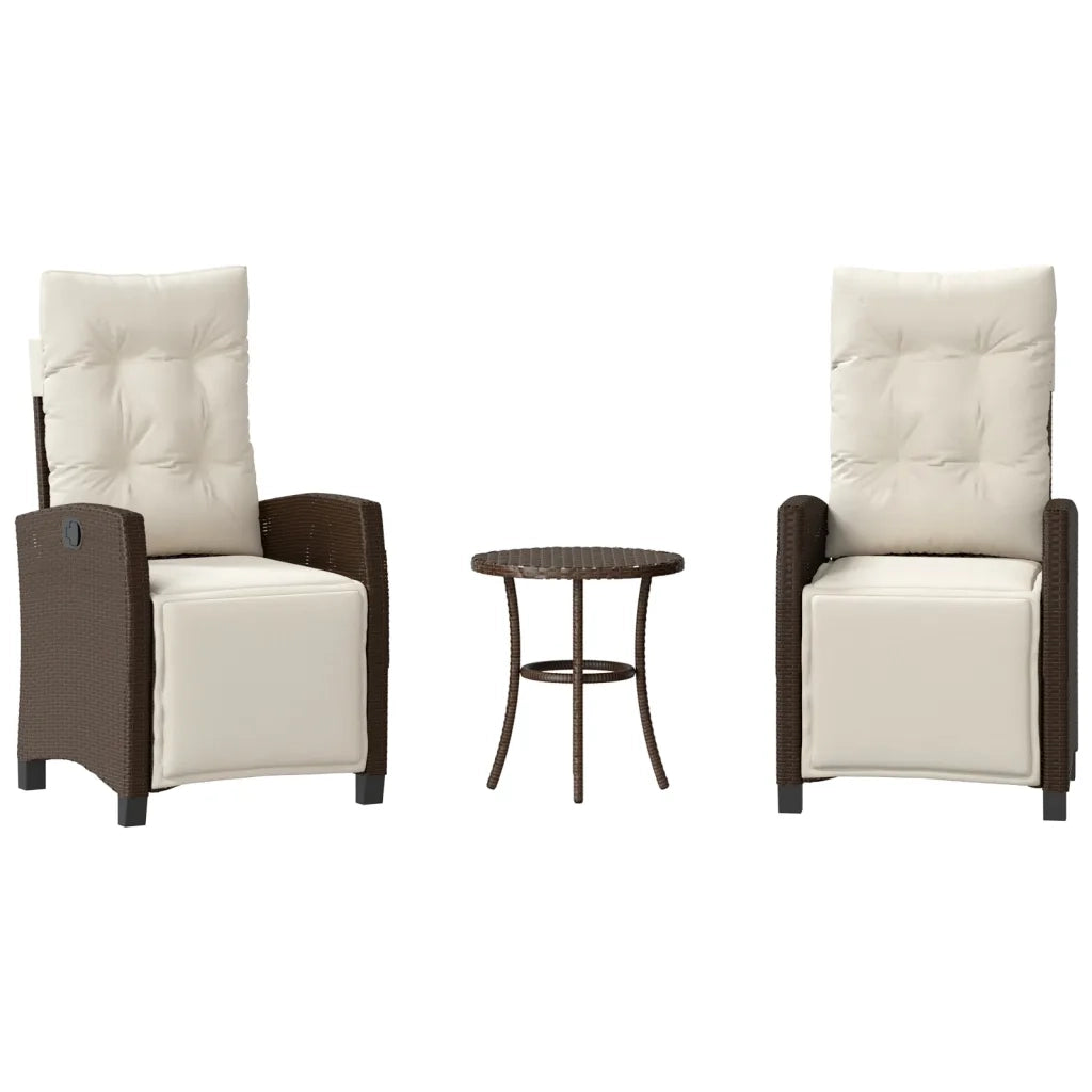 Set Bistrò 3 pz con Cuscini Marrone in Polyrattan 365250