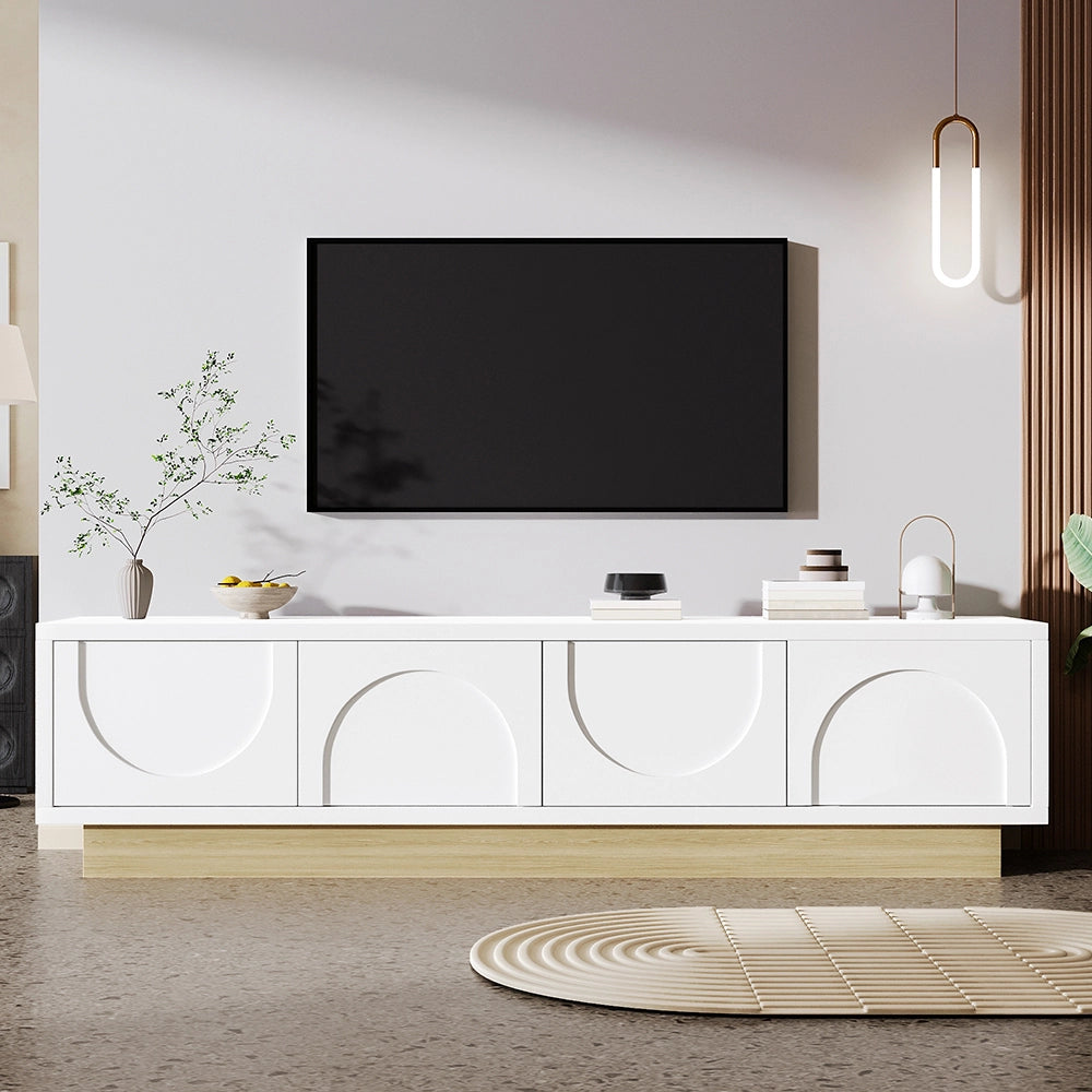 Mobile TV moderno - Xylo - 175cm bianco venato design curvo
