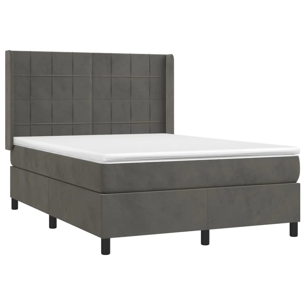 Letto a Molle con Materasso e LED Grigio Scuro 140x200 cm 3139566