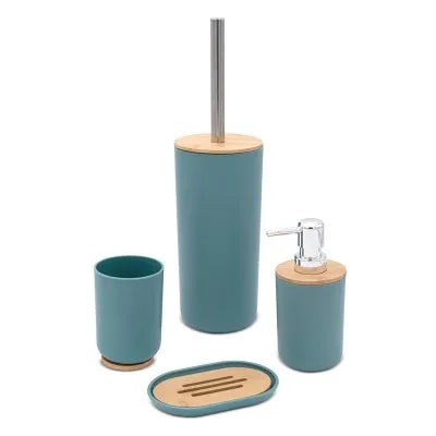 Dispenser sapone da appoggio acquamarina in abs e bambù Surf