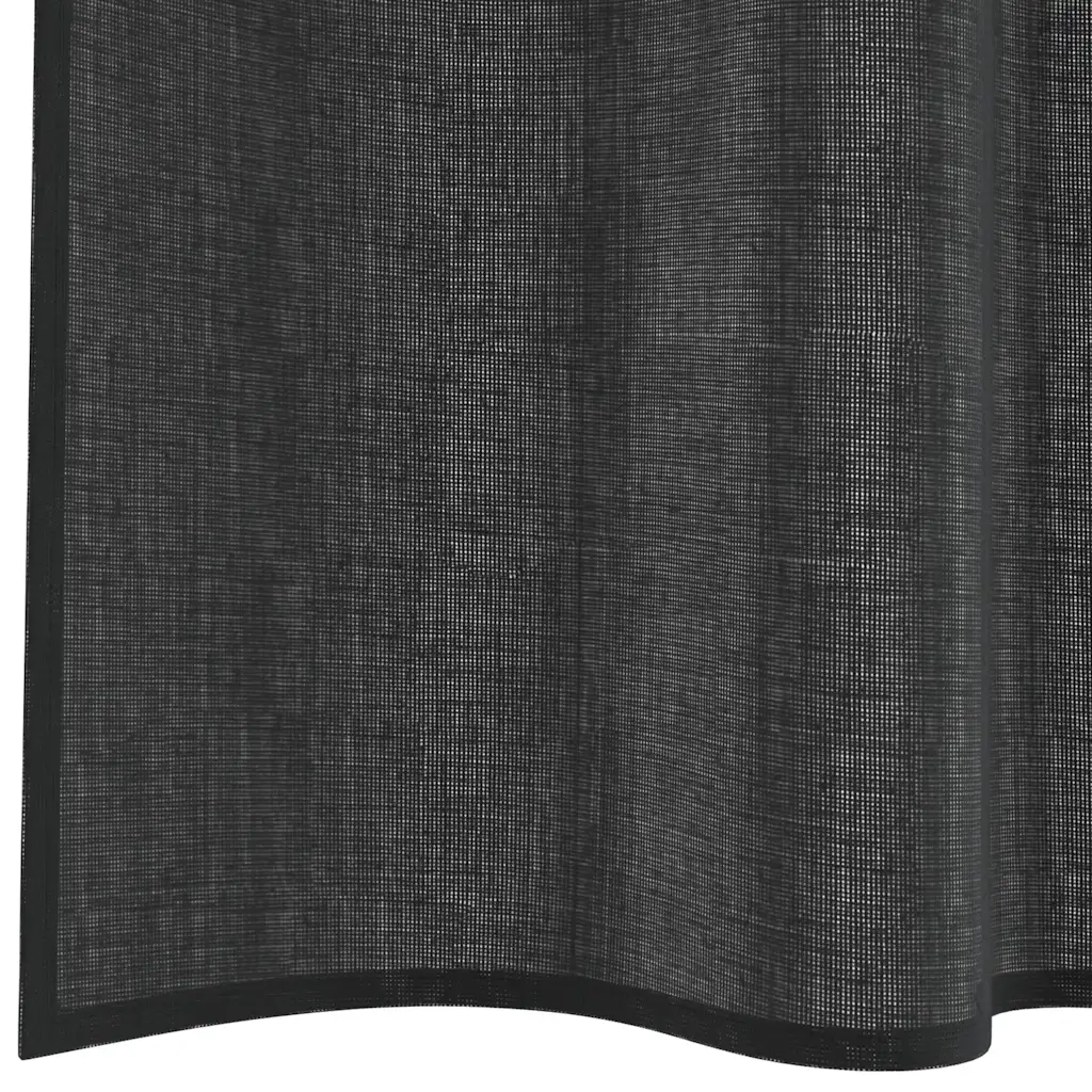Tende in Voile con Tasche per Aste 2 pz Nero