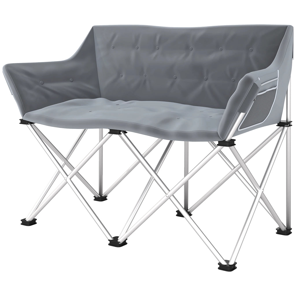 Sedia pieghevole 2 posti ¨C Minimal ¨C grigio con tasche laterali e braccioli