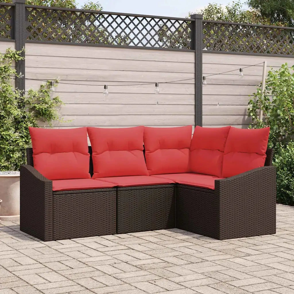 Set di divani 4 pz Marrone polyrattan 3346704