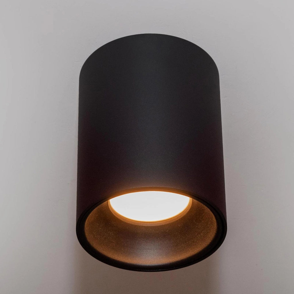 NIKOS plafoniera moderna faretto cilindro esterno da soffitto GU10 LED luce bagno cucina vetrina bar 230V COLORE NERO