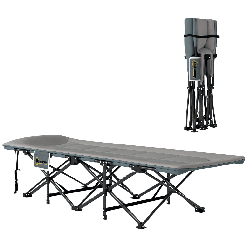 Letto da campeggio pieghevole con materasso e cuscino ¨C Xylo ¨C grigio 187x67x37 cm