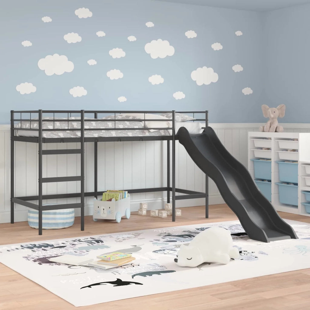 Letto loft per bambini con scivolo Nero e antracite 42020777