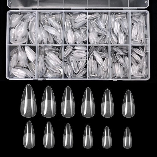 Nageltips 600x Amandelvorm Transparante Voltastraingegni - Completa Copertura - Articoli per Falsi Capelli - Estensione dei Capelli Falsi - 12 Misure