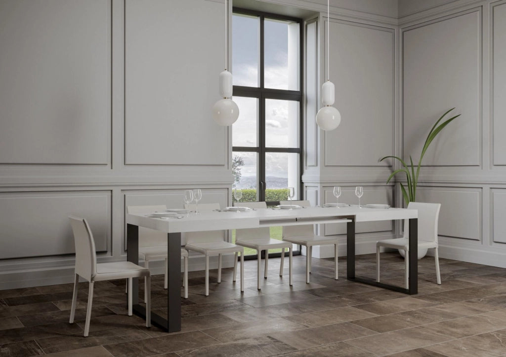 Tavolo allungabile 90x180/440 cm Tekno Bianco Frassino telaio Antracite