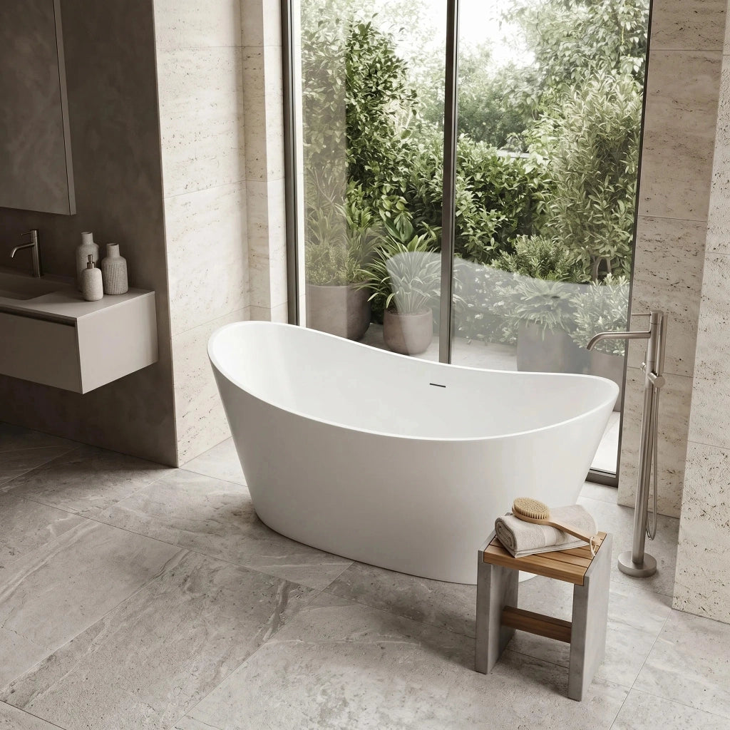 Vasca Bagno Da Terra Rea Ferrano 150 Copritappo bianco