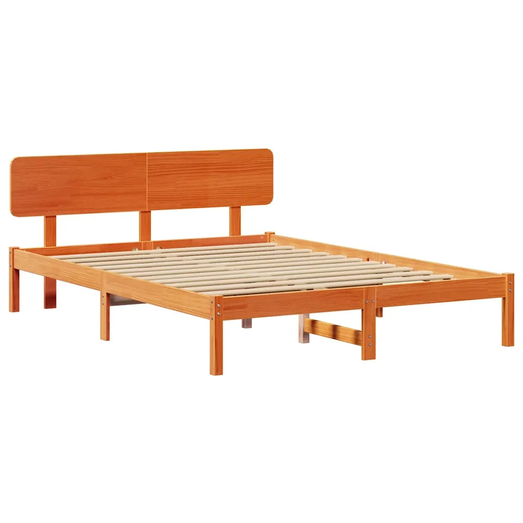Letto matrimoniale | Letto per adulti | Struttura del letto Marrone cerato 200 x 200 cm Pino massello