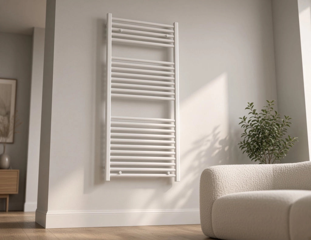 Scaldasalviette termoarredo 120x60 cm (int.55) bianco da bagno tubi dritti MICHALI