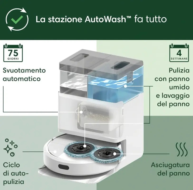 iRobot Roomba plus 405Combo+Stazione AutoWash, Robot Aspirapolvere Lavapavimenti