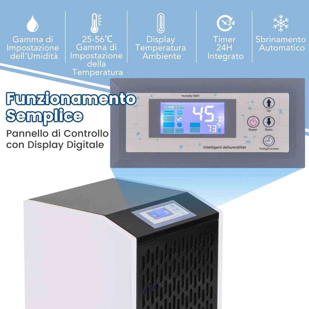 118L Deumidificatore Commerciale con Tubo di Scarico, Deumidificatore Industriale con Timer 24H e 4 Ruote, per Scantinati Magazzini e Grandi Spazi Fino a 790㎡
