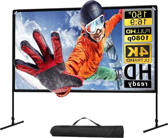 Schermo da proiezione 150 pollici telaio da proiezione con supporto - 16:9 - indoor outdoor - schermo da proiezione con supporto - schermo da proiezione portatile HD - schermo da proiezione da dietro con borsa da trasporto
