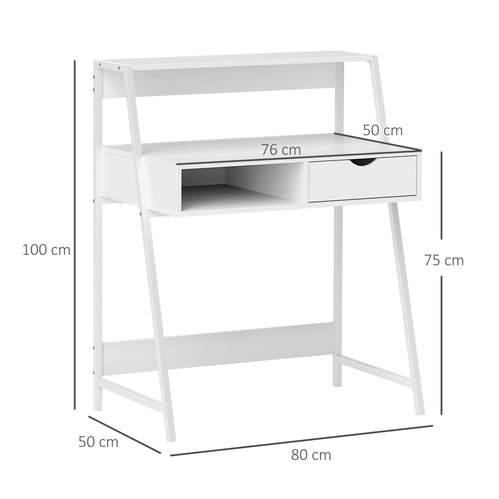 Scrivania con cassetti e scaffale ¨C Minimal ¨C bianco metallo