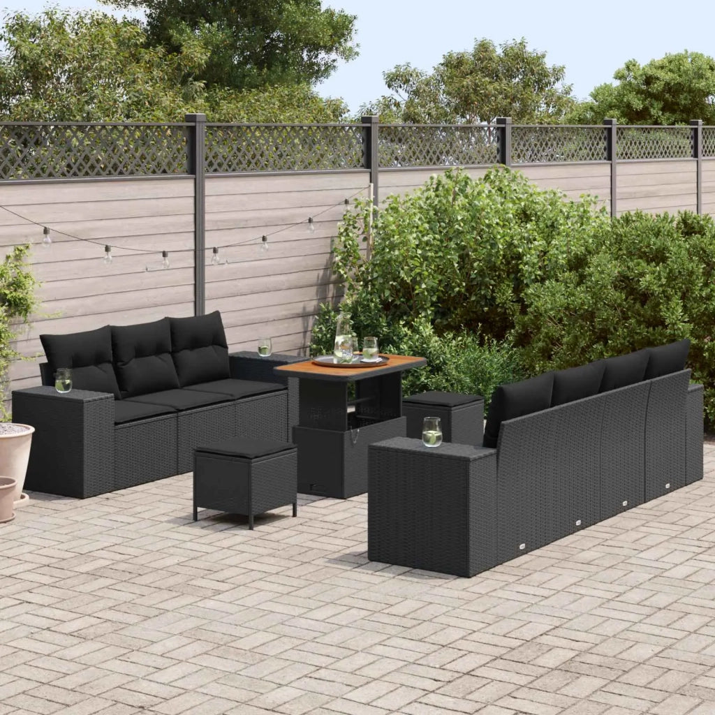 Set Divano da Giardino 10 pcs Nero Rattan in Polipropilene 3363919